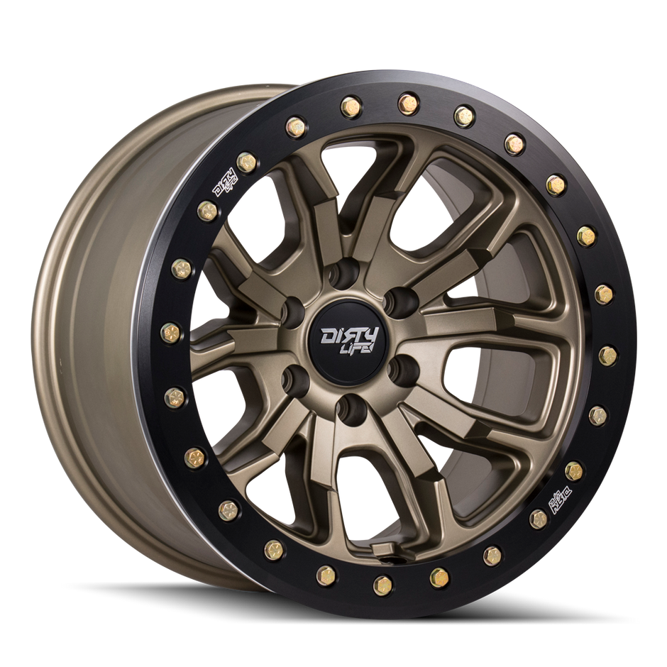 Dirty Life Dt-1 Satin Gold W/Simulated Beadlock Ring 17x9 5-127 -38mm 78.1mm - 9303-7973MGD38
