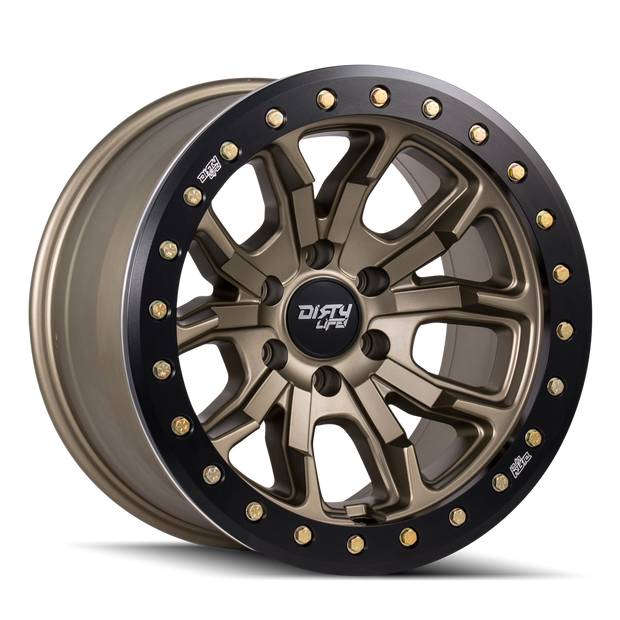 DIRTY LIFE DT-1 9303 SATIN GOLD W/SIMULATED RING 17X9 8-165.1 -12MM 130.8MM