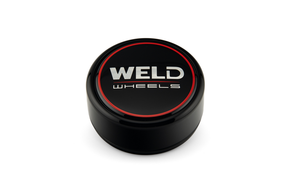 Weld 3.0" Plastic O-Ring Cap 0.86" tall Gloss BLK/Gloss BLK Lens/CHR Logo - 10S1P13GBGBC