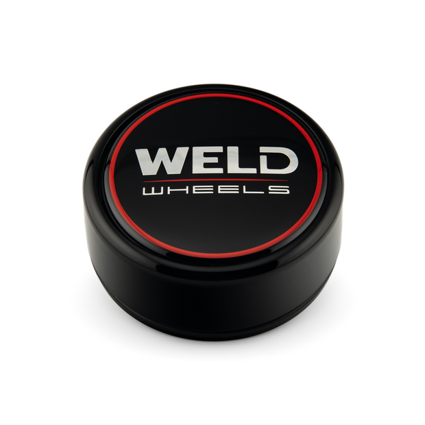 Weld 3.0" Plastic O-Ring Cap 0.86" tall Gloss BLK/Gloss BLK Lens/CHR Logo - 10S1P13GBGBC