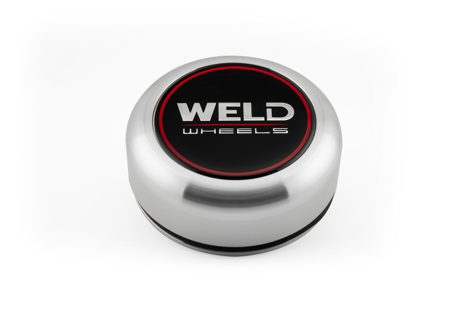 Weld 3.0" Alum O-Ring Cap 0.86" tall Machined/Gloss Black Lens/CHR Logo - 10S1013MCGBC