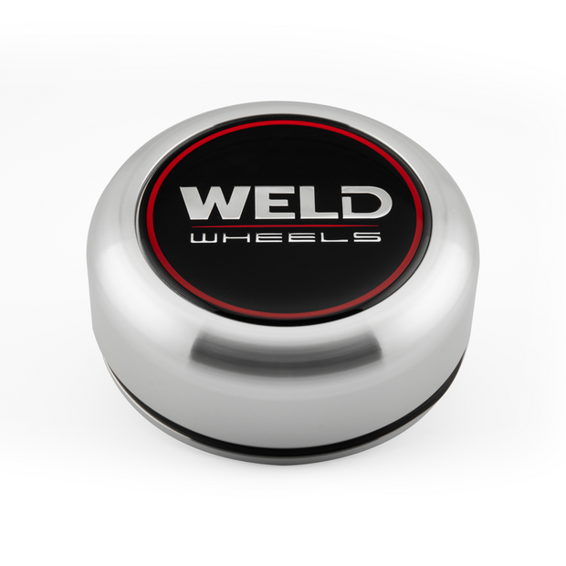Weld 3.0" Alum O-Ring Cap 0.86" tall Machined/Gloss Black Lens/CHR Logo - 10S1013MCGBC