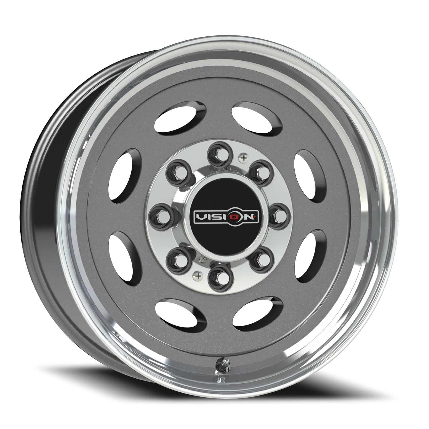 Vision Hauler 19.5x7.5 8x180 25mm Gunmetal Machined Lip (No Rivets) : 81E-9787GML25NR