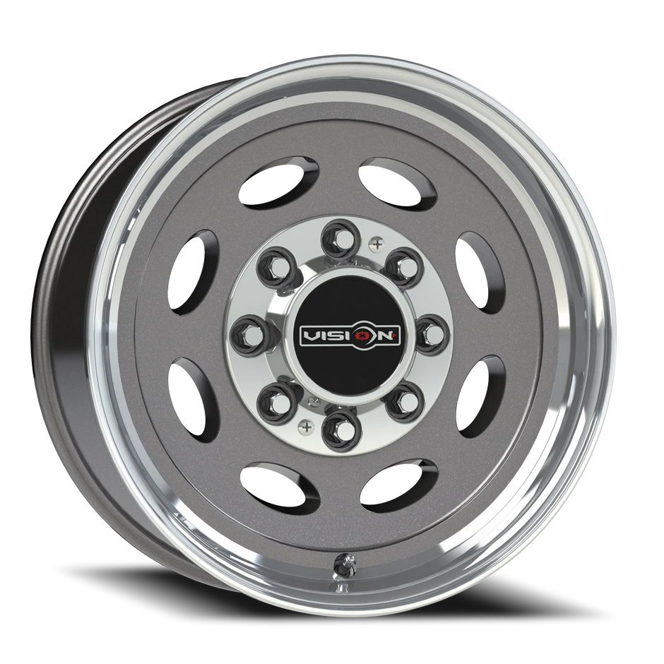 Vision Hauler 19.5x7.5 8x180 25mm Gunmetal Machined Lip (No Rivets) : 81E-9787GML25NR