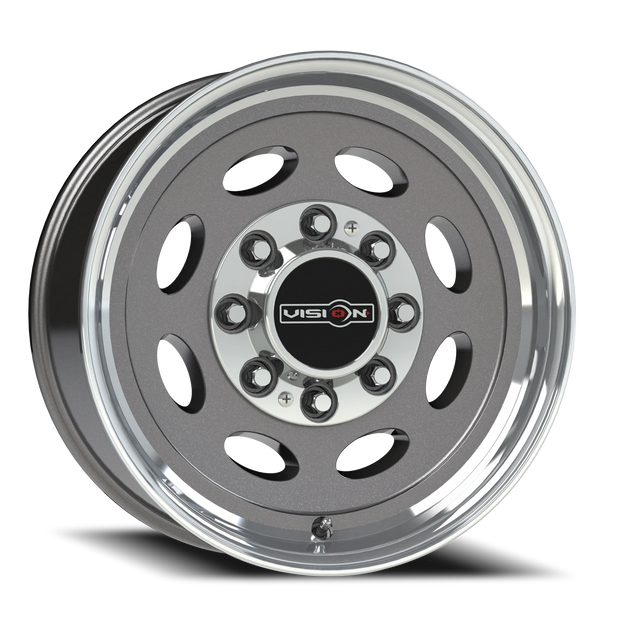 Vision Hauler 19.5x7.5 8x165.1 0mm Gunmetal Machined Lip (No Rivets) : 81C-9781GML0NR
