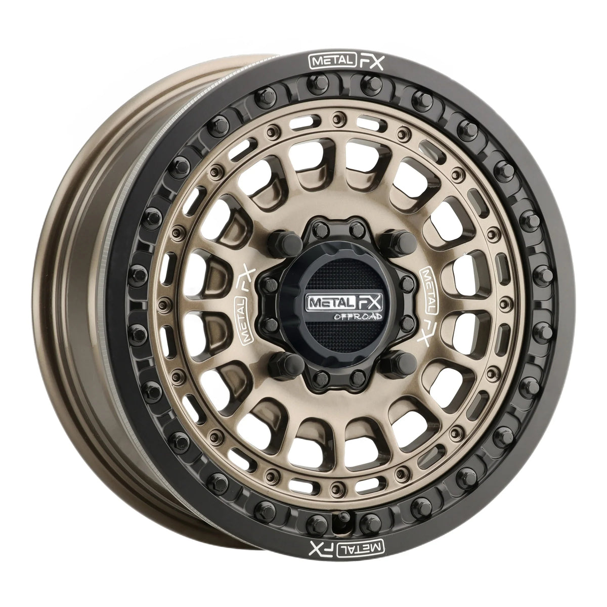 METAL FX UTV Hitman Beadlock 15x6 4x136/4x137 BC 110.2 CB +38 Offset 5.0 BS Bronze/Satin Black  - 78102