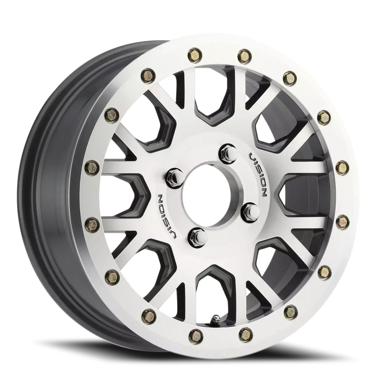 Vision Invader 15x6 4x115 32mm Gunmetal Machined Face and Ring (No Clear Coat) : GV8BL156115GMMF46NCC