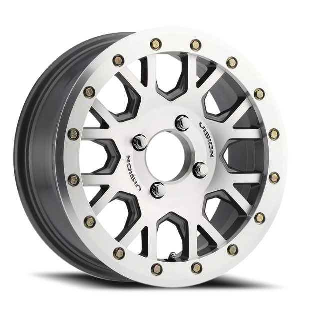 Vision Invader 15x6 4x110 32mm Gunmetal Machined Face and Ring (No Clear Coat) : GV8BL156110GMMF46NCC
