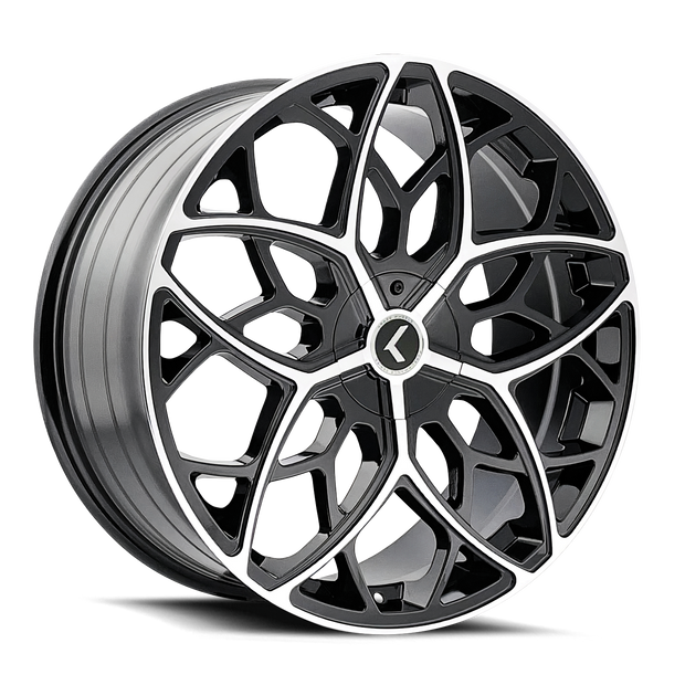 KRAZE RICOCHET KR184 BLACK MACHINED 22X8.5 5-112/5-114.3 38MM 72.62MM - KR184-22816BM38