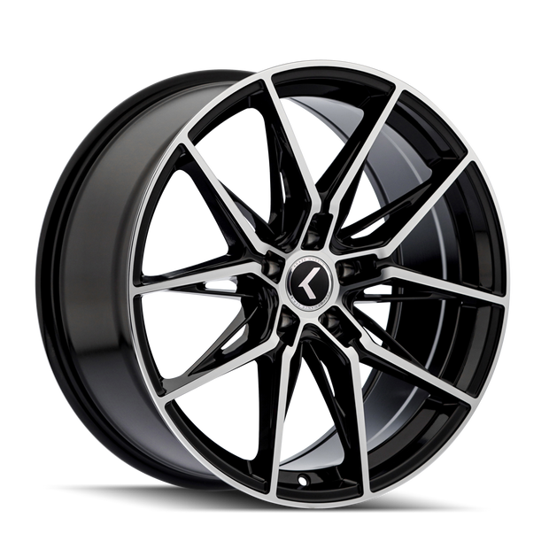 Kraze Evolve KR196 Gloss Black/Machined Face 19x8.5 5-112 30mm 66.56mm - KR196-9845BM30