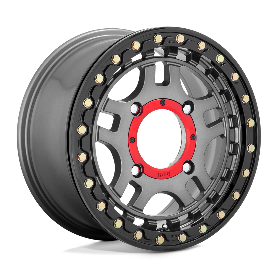 KMC Powersports KS240 Recon UTV Beadlock 15x7 4x156 G-MTL BLK-RING - KS24057044438