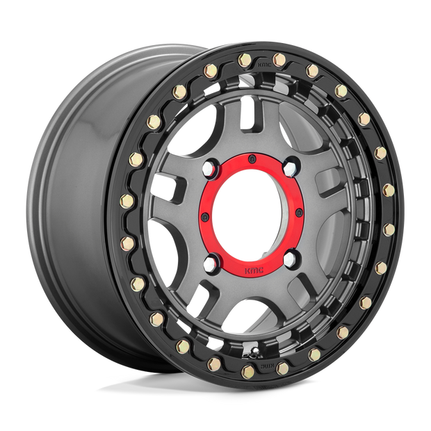 KMC Powersports KS240 Recon UTV Beadlock 15x7 4x156 G-MTL BLK-RING - KS24057044438