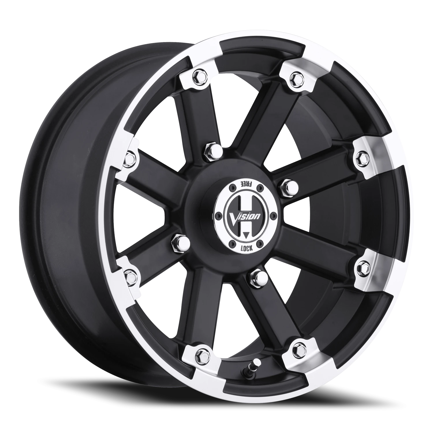 Vision Lockout 14x7 4x4 2.5mm Matte Black Machined Lip : 393-14744MBML4