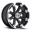 Vision Lockout 14x7 4x4 2.5mm Matte Black Machined Lip : 393-14744MBML4