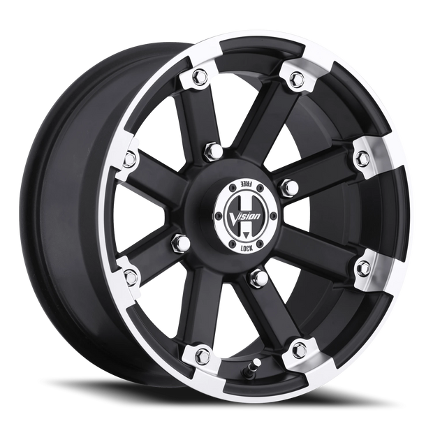 Vision Lockout 14x8 4x156 -10.2mm Matte Black Machined Lip : 393-148156MBML4