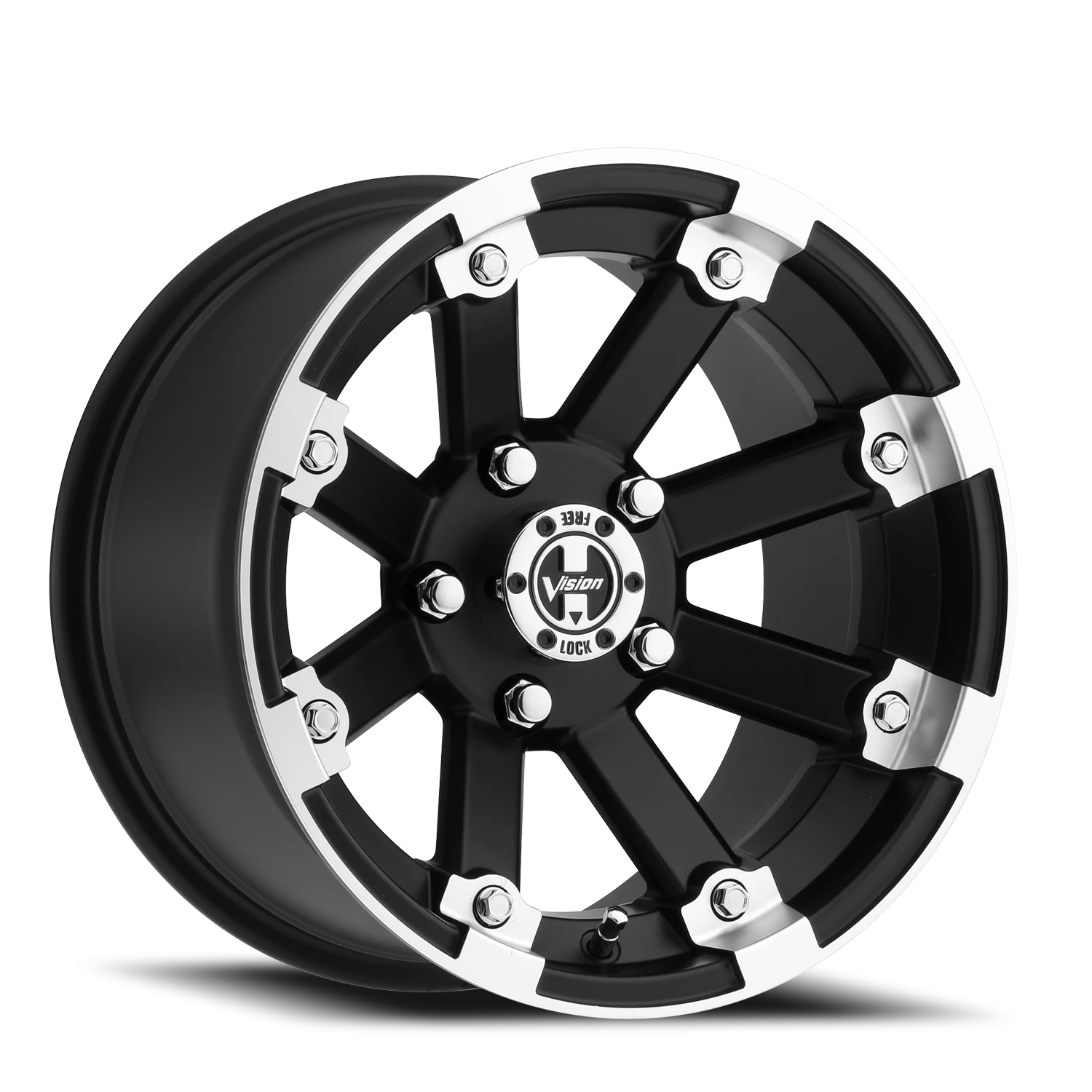 Vision Lockout 12x8 5x114.3 -10.2mm Matte Black Machined Lip : 393-128545MBML4