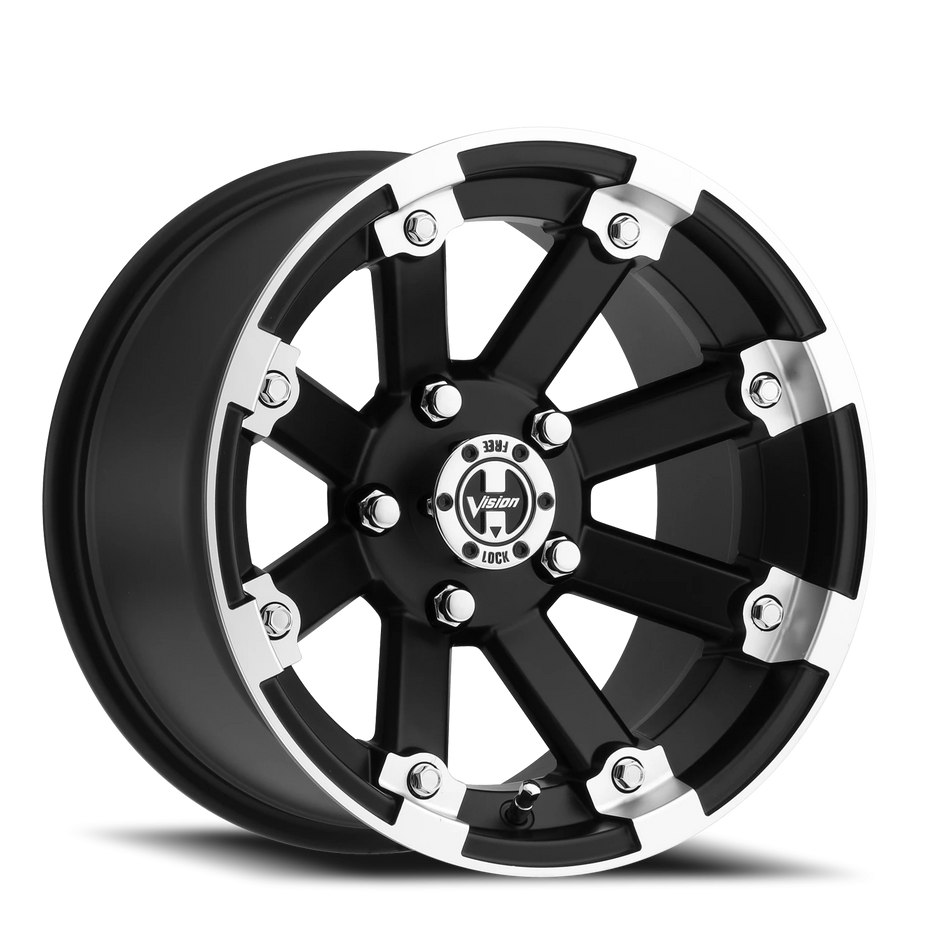 Vision Lockout 12x8 5x114.3 -10.2mm Matte Black Machined Lip : 393-128545MBML4