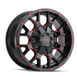 Mayhem Warrior 8015 Gloss Black Milled Prism Red 18x9 6-135/6-139.7 18mm 106mm - 8015-8937BTR18