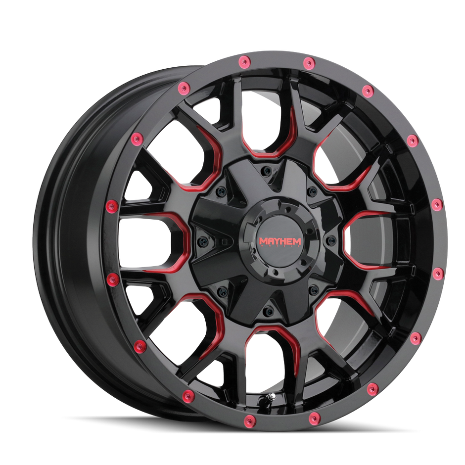 MAYHEM WARRIOR 8015 BLACK W/ PRISM RED 20X9 5-127/5-139.7 0MM 87MM
