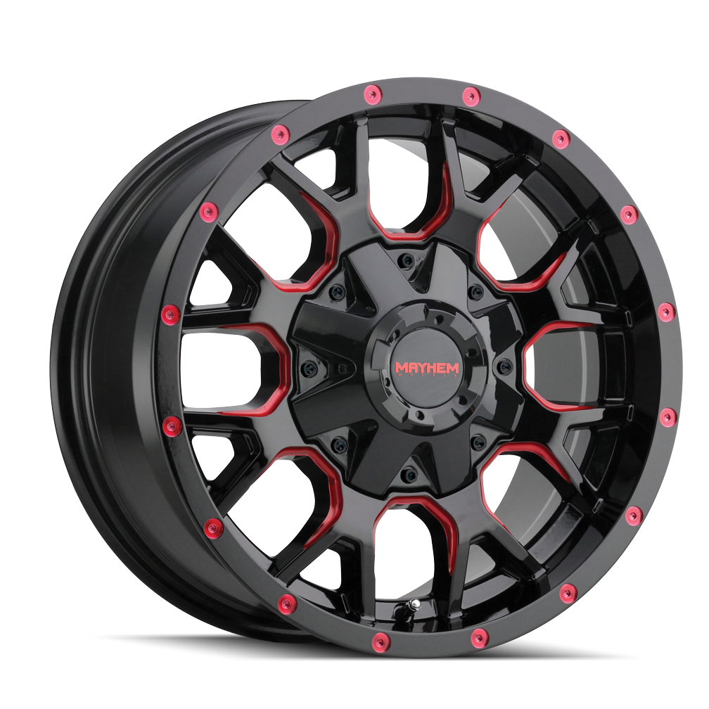 MAYHEM WARRIOR 8015 BLACK W/PRISM RED 20X9 6-135/6-139.7 18MM 106MM