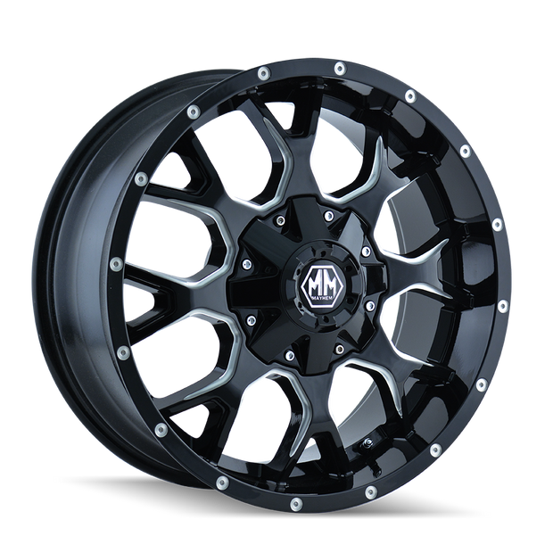 MAYHEM WARRIOR 8015 BLACK/MILLED SPOKES 17X7.5 5-108/5-114.3 40MM 72.62MM