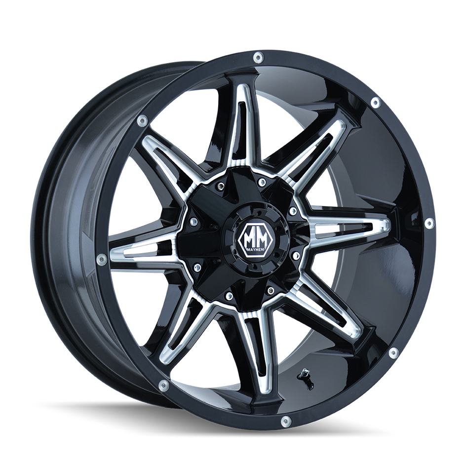 Mayhem Rampage 8090 Gloss Black Milled 17x9 6-135/6-139.7 13mm 106mm - 8090-7937M13