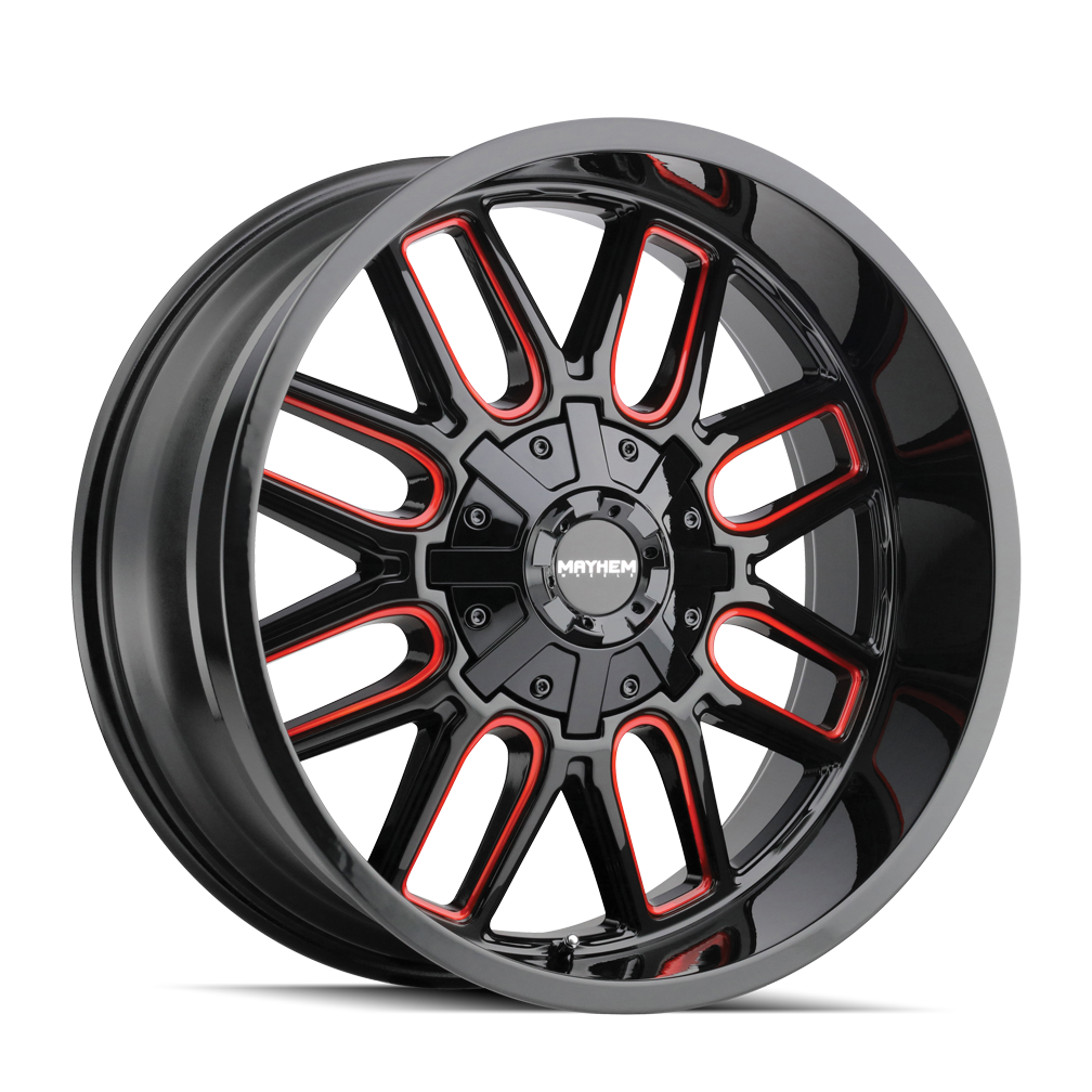 MAYHEM COGENT 8107 BLACK W/PRISM RED 22X10 8-165.1/8-170 -19MM 130.8MM