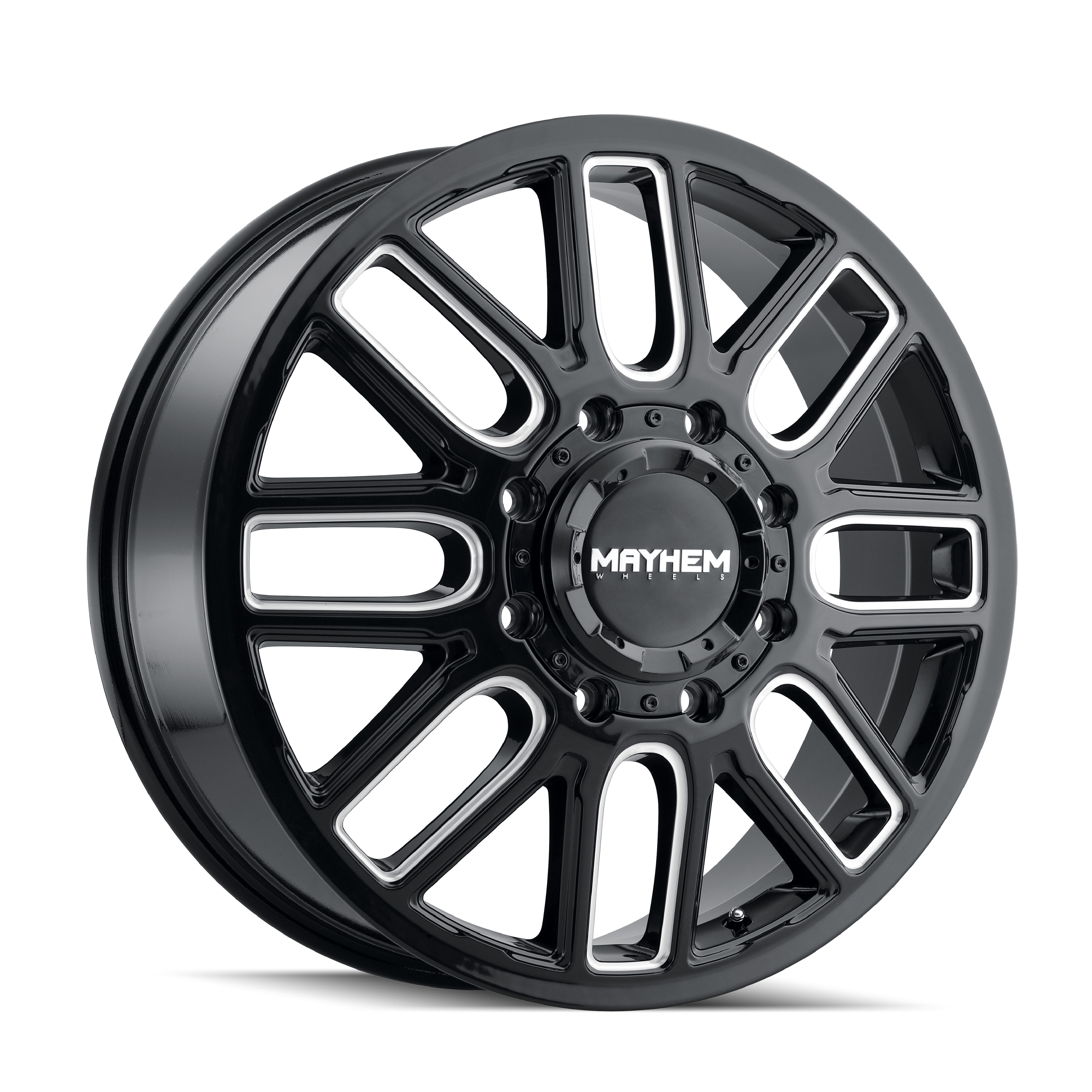 MAYHEM COGENT DUALLY (8107D) GLOSS BLACK MILLED 20X8.25 FRONT 8-165.1 115MM 121.3MM