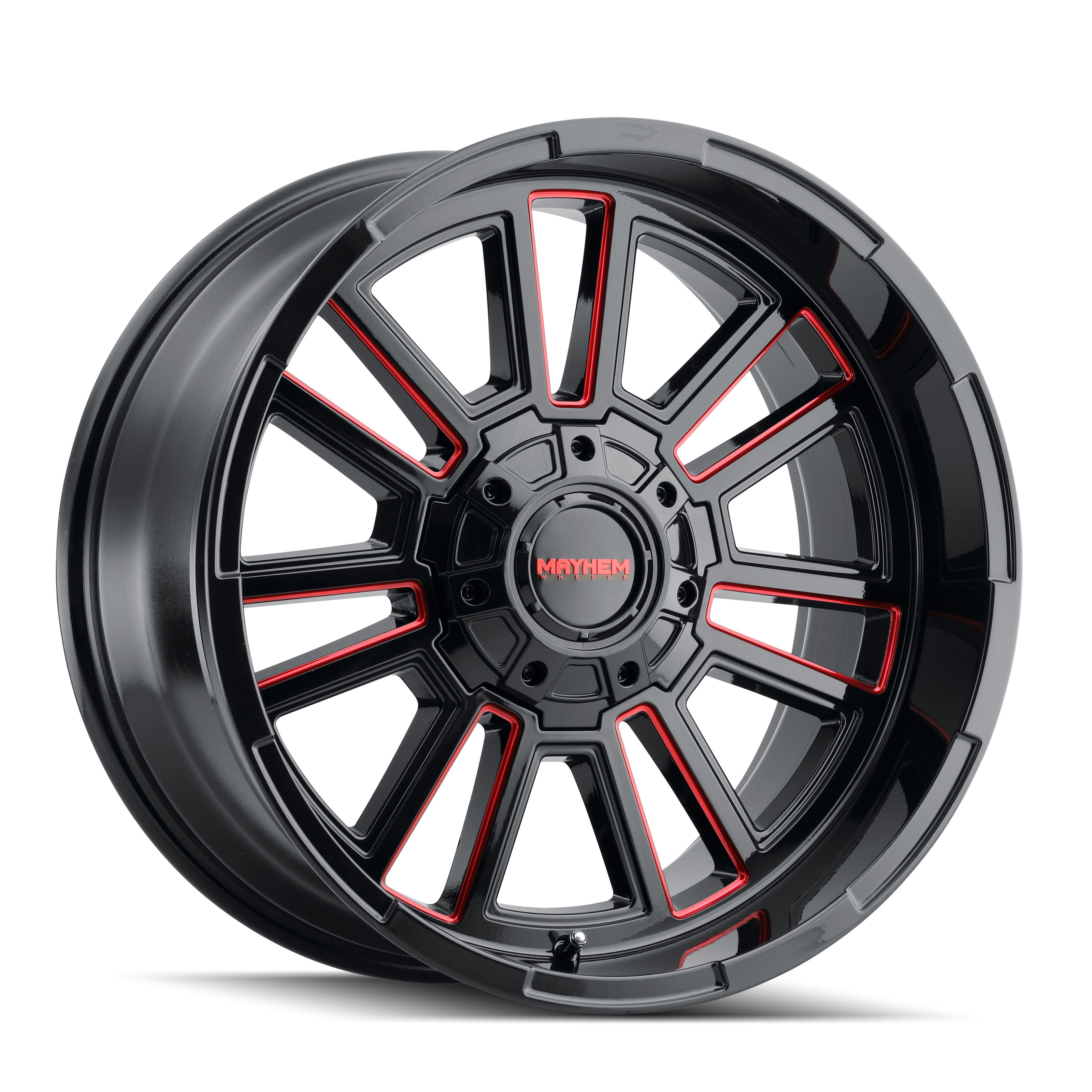 MAYHEM APOLLO 8115 GLOSS BLACK/PRISM RED MILLED 20X9 8x165.1 18MM 125.2MM