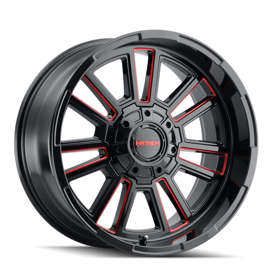 MAYHEM APOLLO 8115 GLOSS BLACK/PRISM RED MILLED 20X10 8x165.1 -19MM 125.2MM