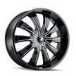 MAZZI ROLLA 374 BLACK/MILLED SPOKES 24X9.5 5-127/5-139.7 18MM 87MM