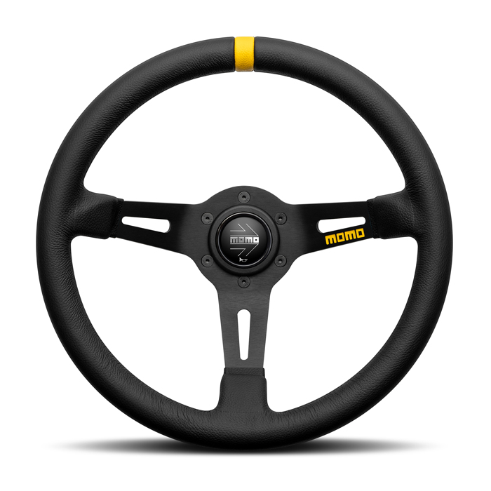 Steering Wheel - MOD.08, 330 Diam, 88 Dish, Blk Leather, Blk Spokes, 1 Stripe - R1908/33L
