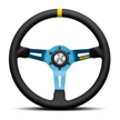 Steering Wheel - MOD.08, 330 Diam, 88 Dish, Blk Leather, Blue Spokes, 1 Stripe - R1908/BL33L