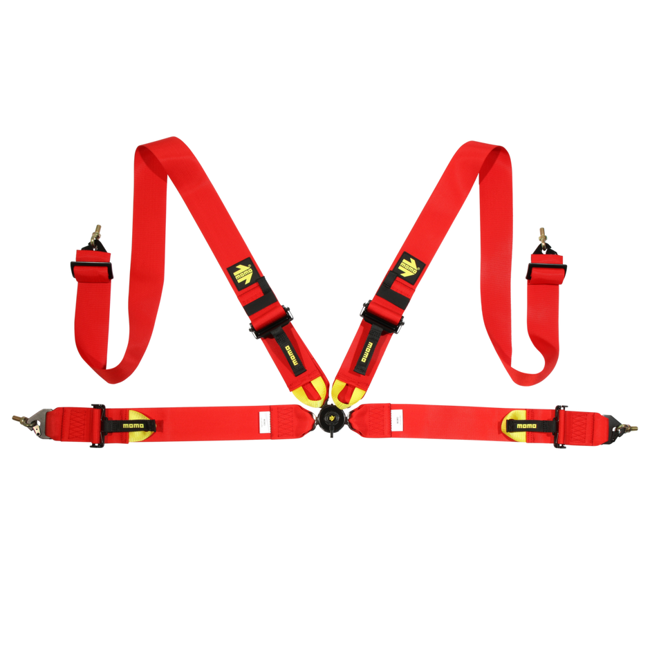MOMO Corsa Harness FIA 4pt 3x3 Red Clip in, Cam Lock Expires 2029 - M040303RD-29