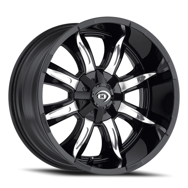 Vision Manic 20x10 6x139.7 -25mm Gloss Black Machined Face : 423-20083GBMF-25