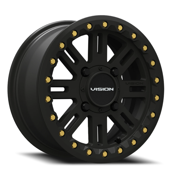 Vision Manx2 Beadlock 14x7 4x110 13mm Satin Black (Satin Black Ring) : 356BL147110SBBR44