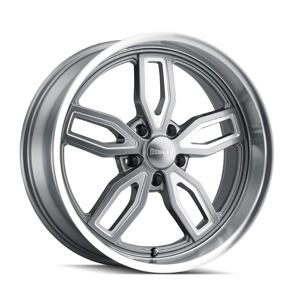 RIDLER 608 608 GREY W/ MILLED SPOKES & DIAMOND LIP 20X8.5 5-114.3 0MM 72.62MM