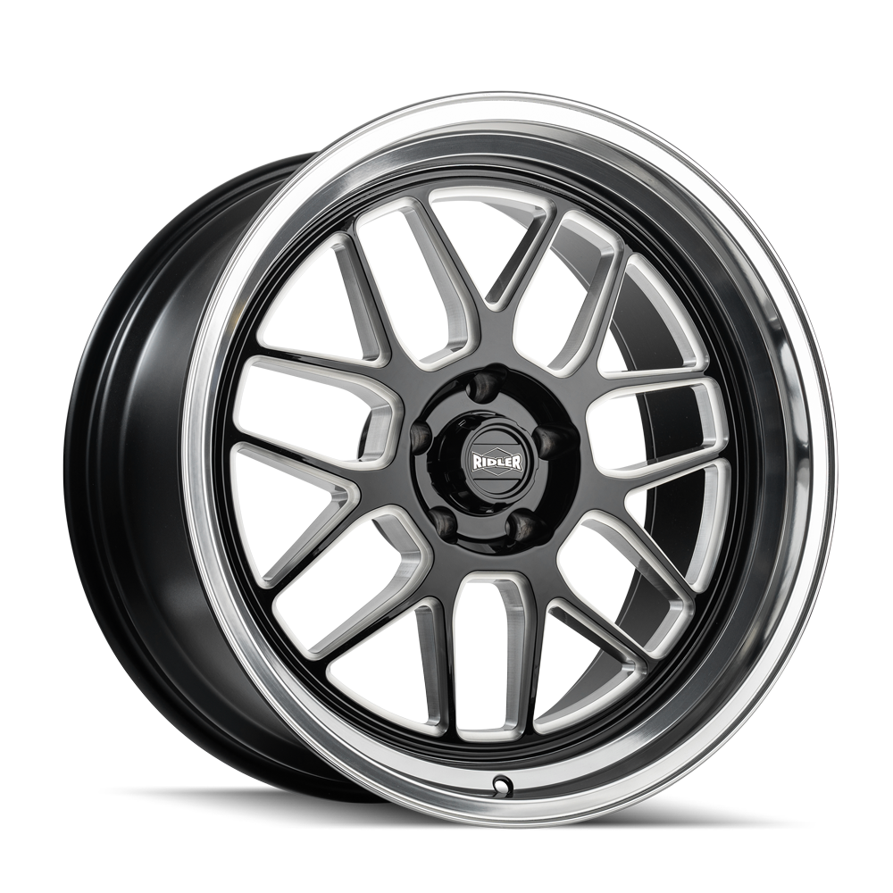 Ridler 611 Gloss Black Milled With Diamond Cut Lip 20x8.5 5-120.65 0mm 83.82mm - 611-2861GBMD