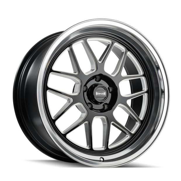 RIDLER 611 611 GLOSS BLACK/MILLED WITH DIAMOND CUT LIP 20X8.5 5-114.3 0MM 83.82MM