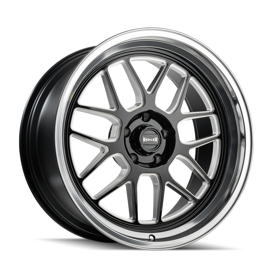 Ridler 611 611 Gloss Black/Milled With Diamond Cut Lip 17x7 5-114.3 0mm 83.82mm - 611-7765GBMD