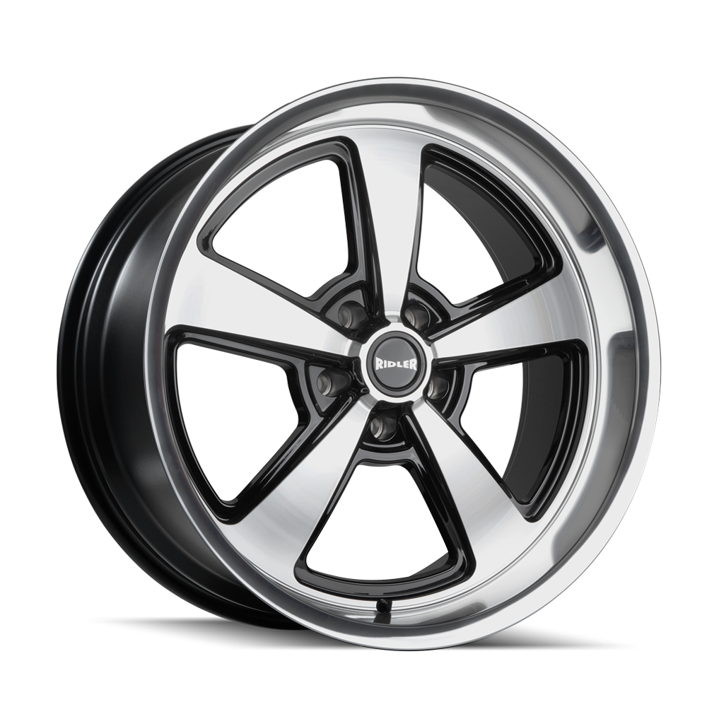 RIDLER 652 652 GLOSS BLACK WITH DIAMOND CUT FACE & LIP 18X8 5-120.65 0MM 83.82MM