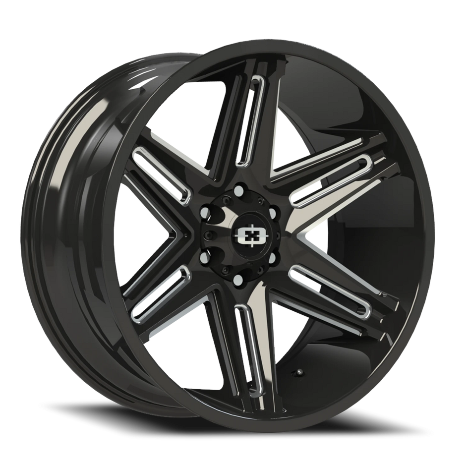 Vision Razor 22x12 6x139.7 -51mm Gloss Black Milled Spoke : 363-22283GBMS-51