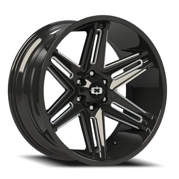 Vision Razor 20x12 6x135 -51mm Gloss Black Milled Spoke : 363-20236GBMS-51