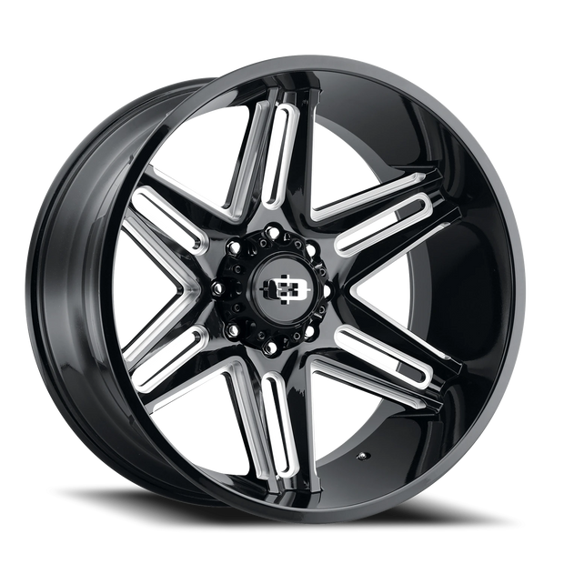 Vision Razor 20x12 8x165.1 -51mm Gloss Black Milled Spoke : 363-20281GBMS-51