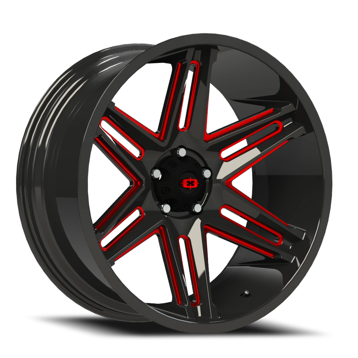 Vision Razor 22x10 5x127 -19mm Gloss Black Milled Spoke with Red Tint : 363-22073GBMR-19