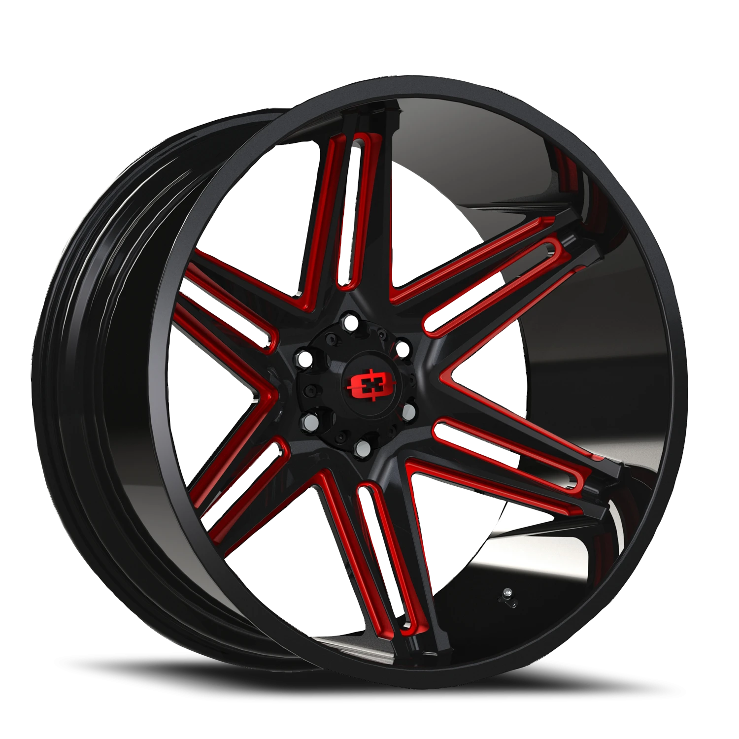 Vision Razor 20x12 6x139.7 -51mm Gloss Black Milled Spoke with Red Tint : 363-20283GBMR-51