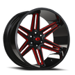 Vision Razor 20x12 6x139.7 -51mm Gloss Black Milled Spoke with Red Tint : 363-20283GBMR-51