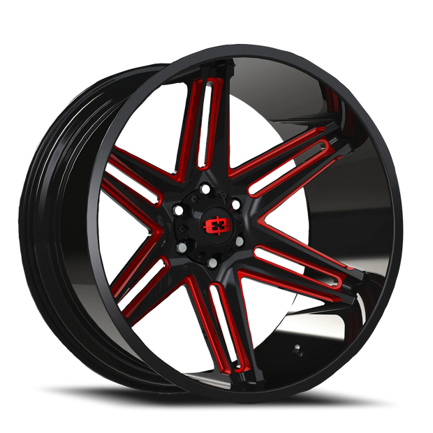 Vision Razor 20x12 6x135 -51mm Gloss Black Milled Spoke with Red Tint : 363-20236GBMR-51