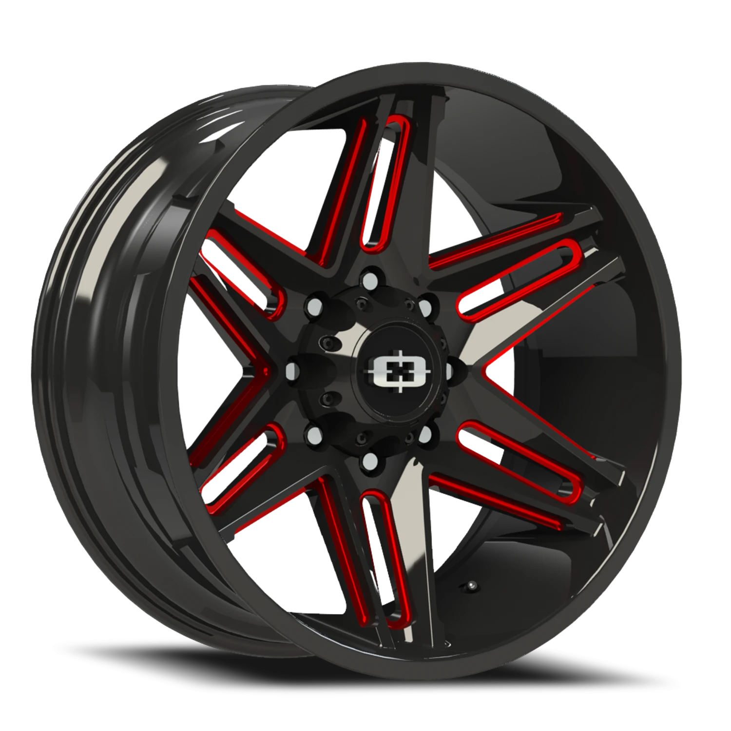 Vision Razor 20x12 8x170 -51mm Gloss Black Milled Spoke with Red Tint : 363-20270GBMR-51