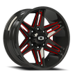 Vision Razor 20x12 8x170 -51mm Gloss Black Milled Spoke with Red Tint : 363-20270GBMR-51